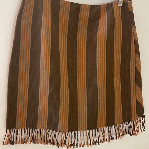 Worth Striped Tassel Fringe Faux Wrap Skirt - Picture 6 of 6
